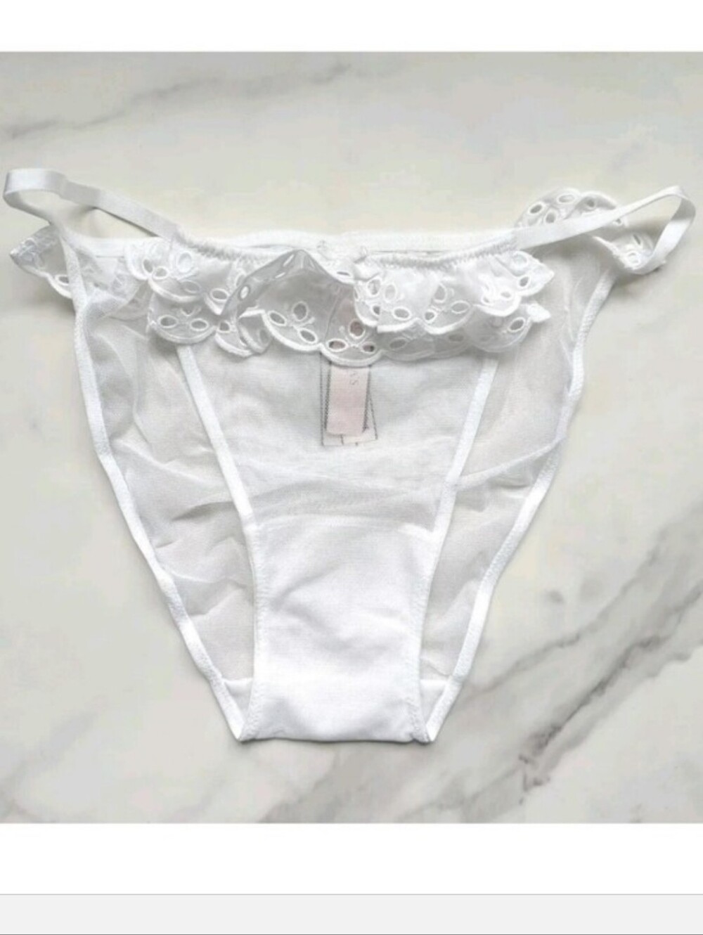Victoria's secret dream Angel's very sexy eyelet lace bikini panty LARGE WHITE